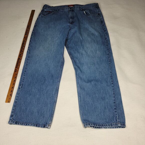 Vintage Chaps Jeans Mens Size 42x32 Straight Cotton Blue Denim Casual Work Job - Picture 9 of 16